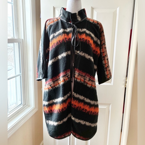 Eva Franco Pillard Coat Open Cardigan Black Orange White Size S - Picture 5 of 16